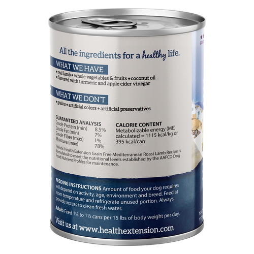 Health Extension Mediterranean Roast Lamb Recipe Wet Dog Food